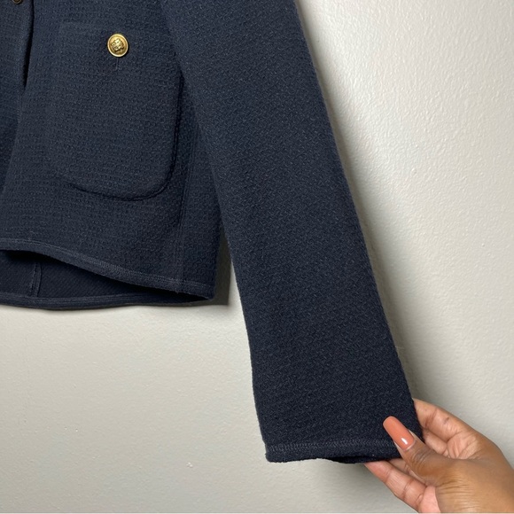 Zara Women Blogger Favorite Blazer Jacket XS Black Gold Crest Preppy Capsule - Picture 6 of 8